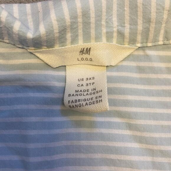 H&M Blue & White Striped Linen Button-Up Shirt - Picture 2 of 3